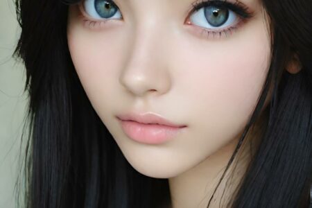 AI girl with black hair wallpaper