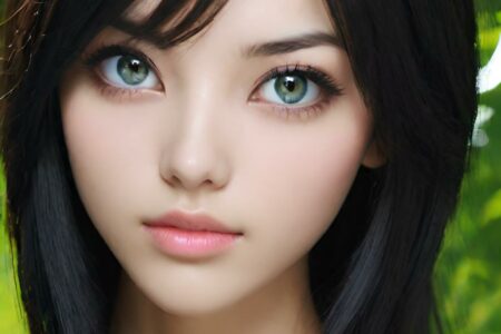 AI girl with black hair wallpaper