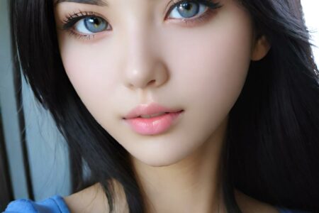 AI girl with black hair wallpaper