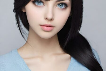 AI girl with black hair wallpaper