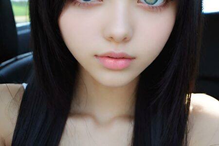 AI girl with black hair wallpaper