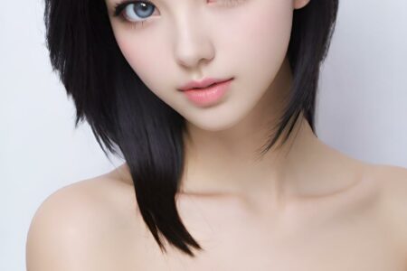 AI girl with black hair wallpaper