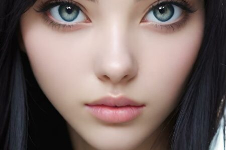 AI girl with black hair wallpaper