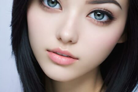 AI girl with black hair wallpaper