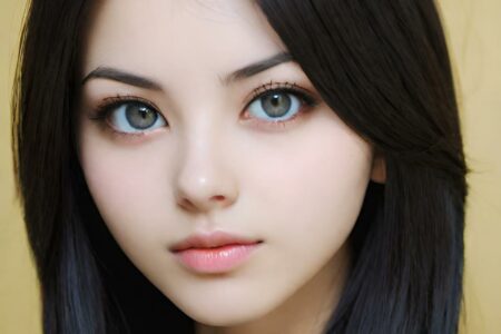 AI girl with black hair wallpaper