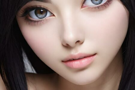 AI girl with black hair wallpaper