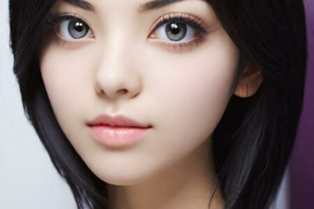 AI girl with black hair wallpaper