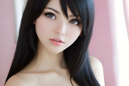 AI girl with black hair wallpaper