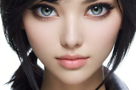AI girl with black hair wallpaper