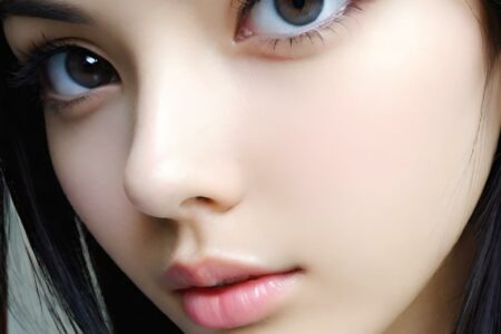 AI girl with black hair wallpaper