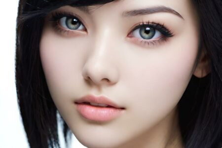AI girl with black hair wallpaper