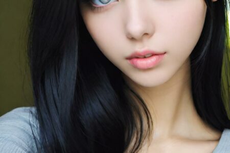 AI girl with black hair wallpaper