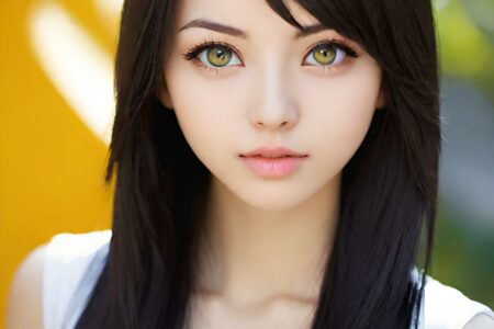 AI girl with black hair wallpaper