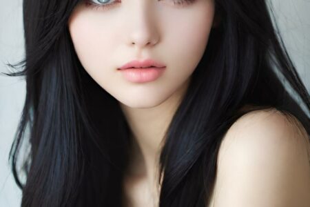 AI girl with black hair wallpaper