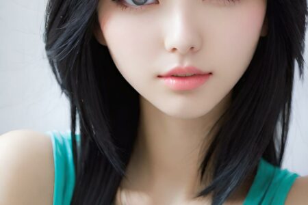 AI girl with black hair wallpaper