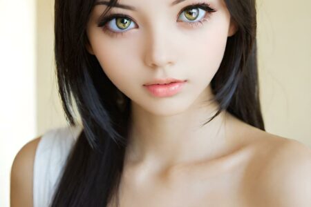 AI girl with black hair wallpaper