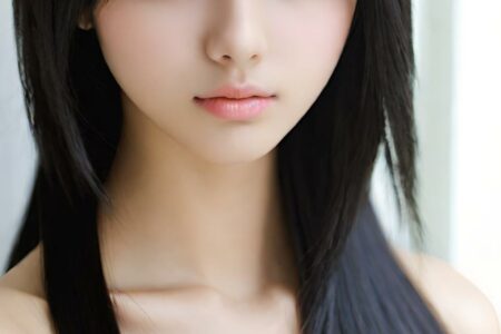 AI girl with black hair wallpaper