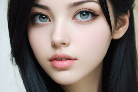 AI girl with black hair wallpaper