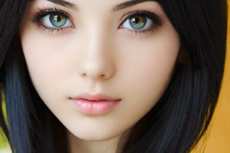 AI girl with black hair wallpaper