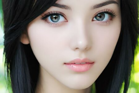AI girl with black hair wallpaper