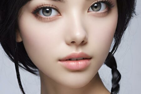 AI girl with black hair wallpaper