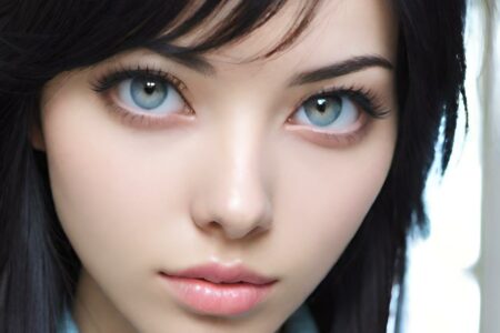 AI girl with black hair wallpaper