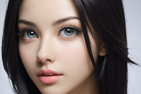 AI girl with black hair wallpaper