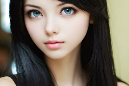AI girl with black hair wallpaper