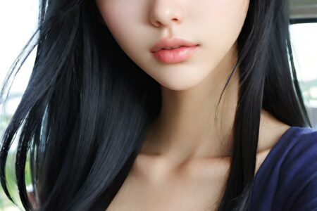 AI girl with black hair wallpaper