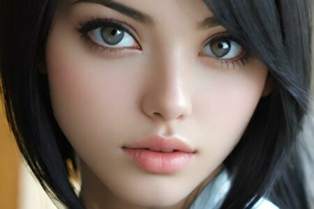 AI girl with black hair wallpaper