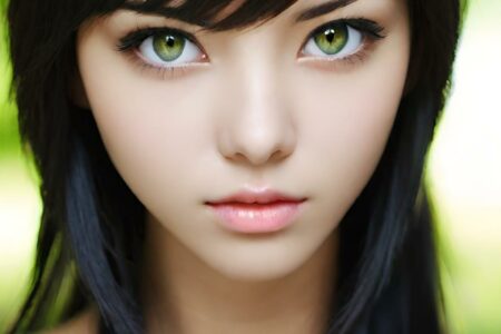 AI girl with black hair wallpaper