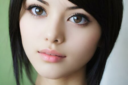 AI girl with black hair wallpaper
