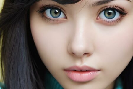 AI girl with black hair wallpaper