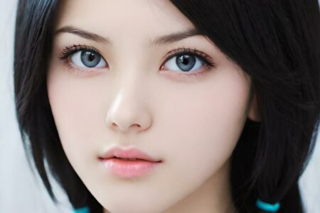 AI girl with black hair wallpaper