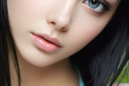 AI girl with black hair wallpaper
