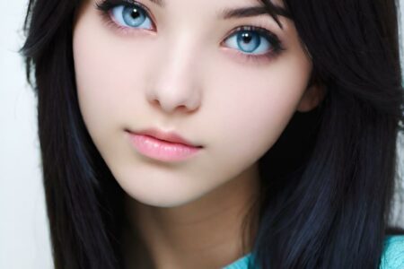 AI girl with black hair wallpaper