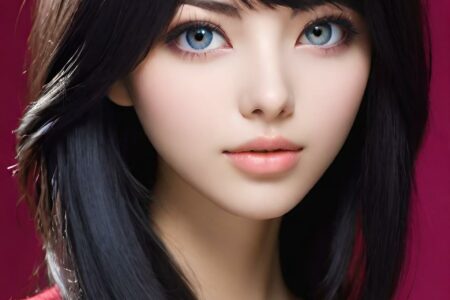 AI girl with black hair wallpaper