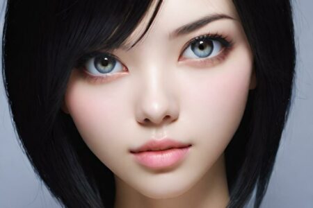 AI girl with black hair wallpaper