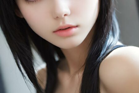 AI girl with black hair wallpaper