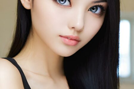 AI girl with black hair wallpaper