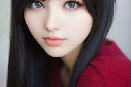 AI girl with black hair wallpaper