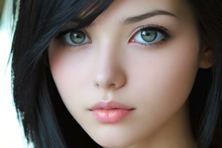 AI girl with black hair wallpaper