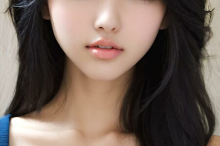 AI girl with black hair wallpaper