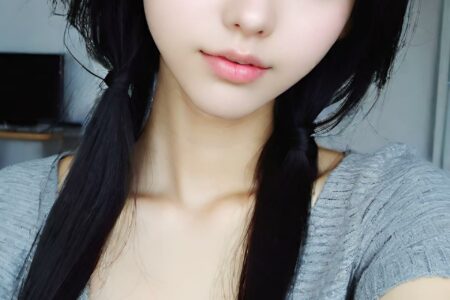AI girl with black hair wallpaper