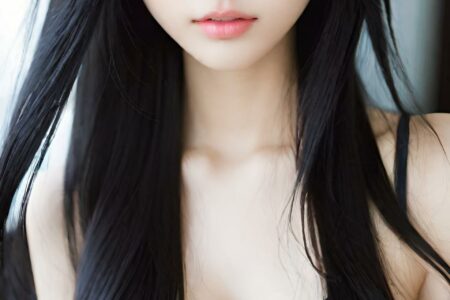 AI girl with black hair wallpaper