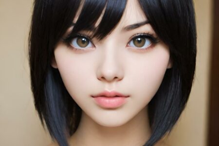 AI girl with black hair wallpaper