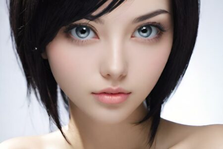 AI girl with black hair wallpaper