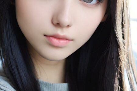 AI girl with black hair wallpaper