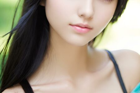 AI girl with black hair wallpaper