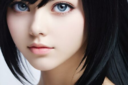 AI girl with black hair wallpaper